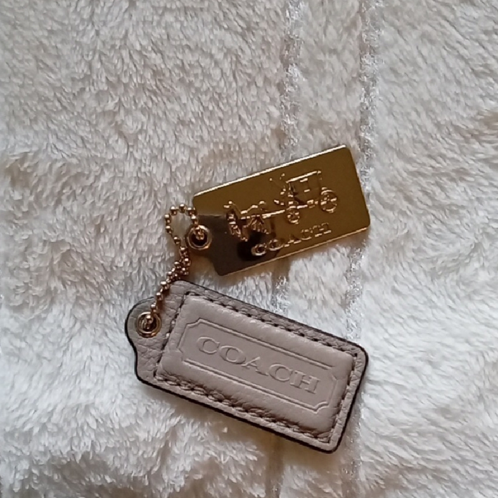 Coach Gold and Beige Bag Tags